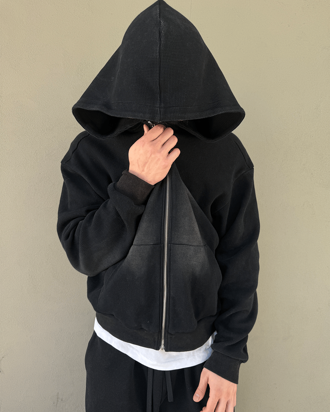 THERMAL ZIPUP (WASHED OBSIDIAN) | WithoutAdore